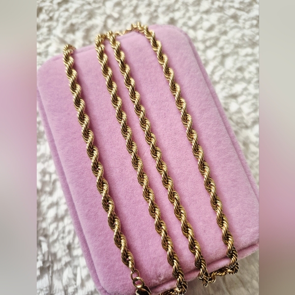 Vintage Heavy 14k Yellow Gold Rope Necklace / 29 Grams - Picture 2 of 9